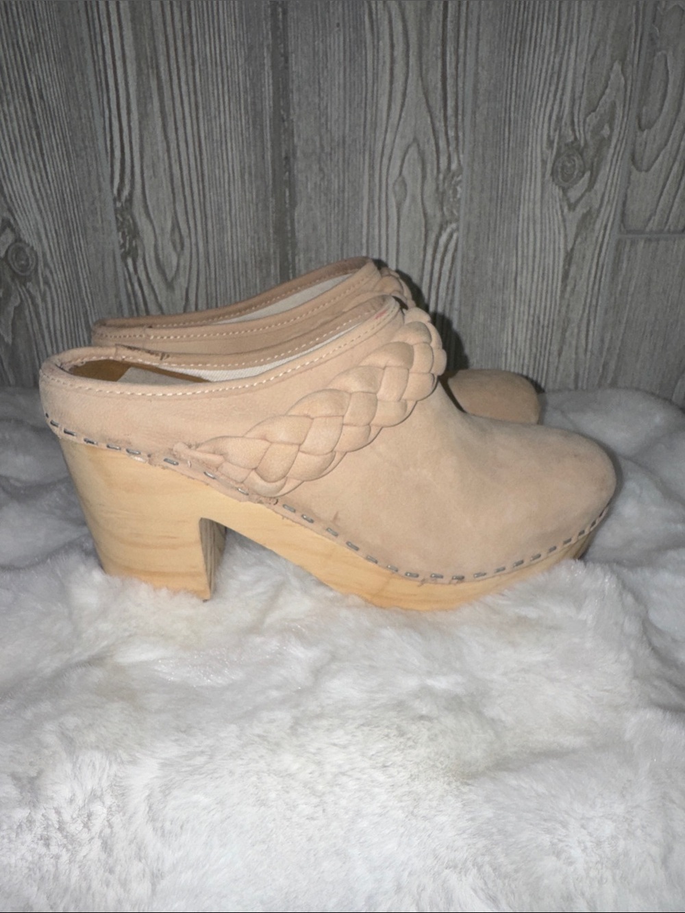 Dolce Vita Hila Braided Suede Slip-On Mules in Light Beige